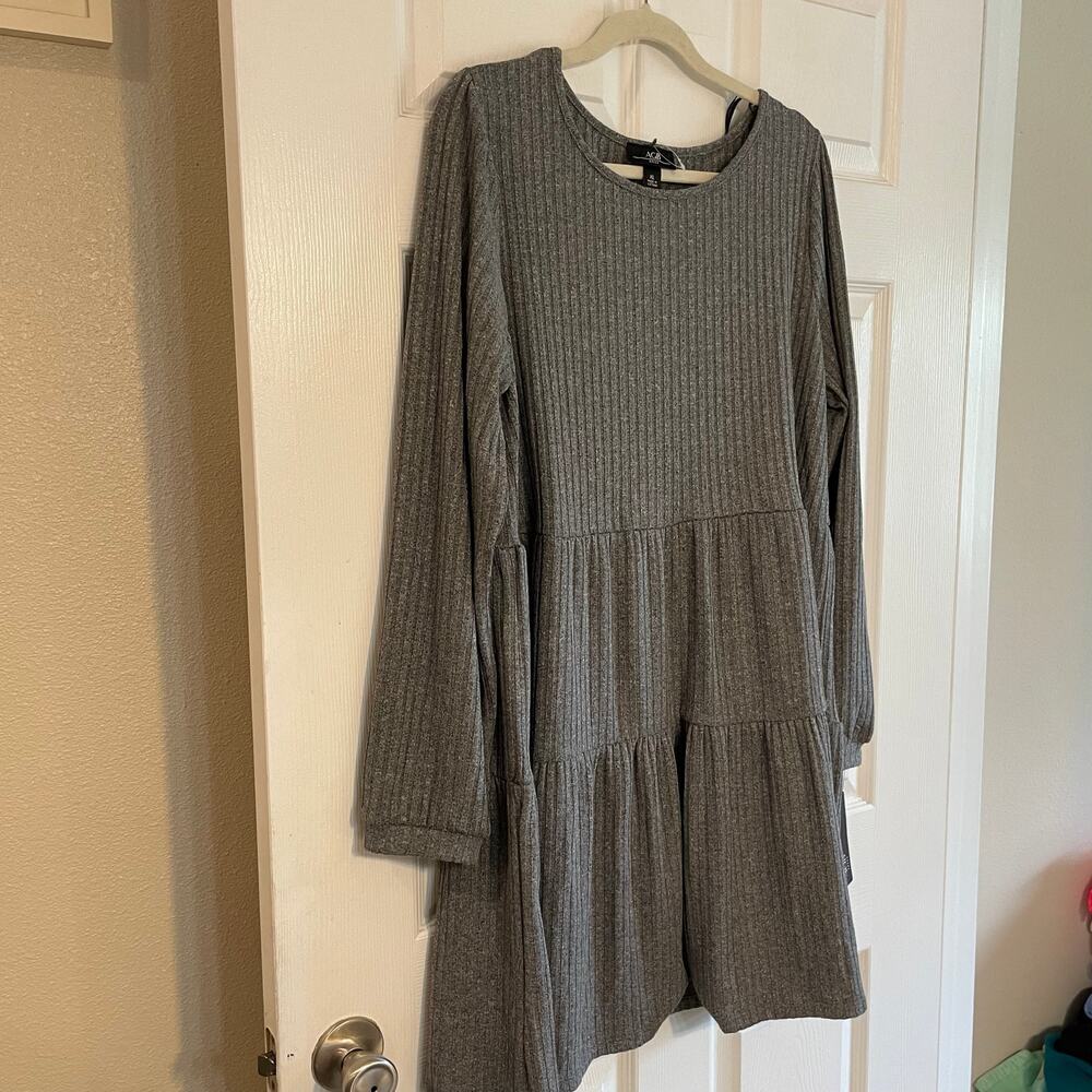 NWT Women’s AGB Dress Heather Grey ribbed  knit comfort long sleeve size XL - Picture 8 of 14